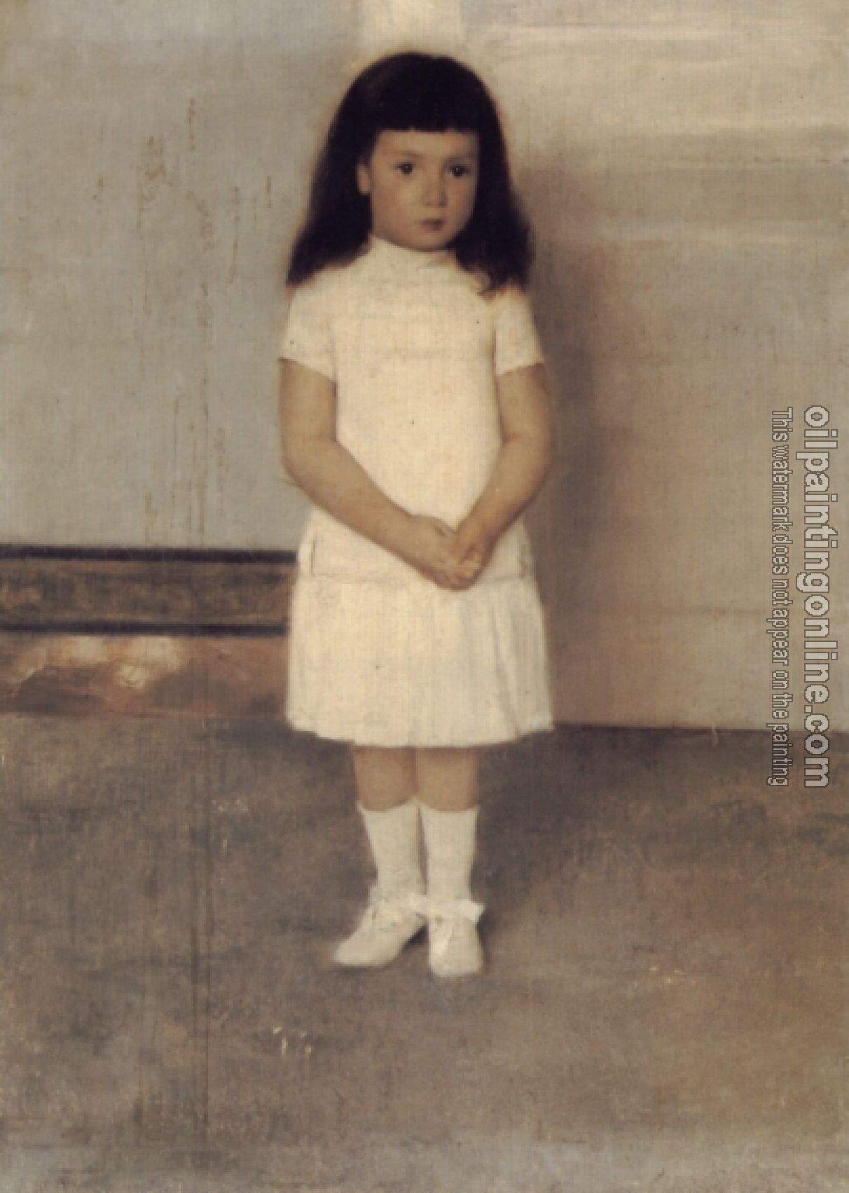 Khnopff, Fernand - A Portrait of a Standing Girl in White